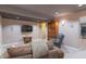 Basement features a TV area, carpeted floor, recessed lights, and cozy seating at 6480 E Coal Bluff Ct, Camby, IN 46113