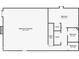Floorplan of a finished basement featuring a bedroom, two bathrooms, and a spacious recreation area with a fireplace at 6975 Milhouse Rd, Indianapolis, IN 46221