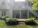 Backyard view showcasing the deck, patio area, and well-manicured landscaping at 8069 Middle Bay Ln, Indianapolis, IN 46236