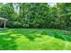 Lush backyard showcasing a well-maintained lawn with manicured stripes and a serene, wooded backdrop for a peaceful ambiance at 9650 Copley Dr, Carmel, IN 46290