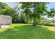 Serene backyard boasting a well-manicured lawn, mature trees, and outdoor space at 1020 N Ritter Ave, Indianapolis, IN 46219