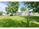 Spacious backyard with green lawn and mature trees, ideal for outdoor activities at 1020 N Ritter Ave, Indianapolis, IN 46219