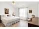 Bright bedroom features a ceiling fan, an antique chair, wood floors, and decor art pieces at 10712 Cardinal Cir, Indianapolis, IN 46231