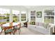 Light-filled sunroom offering multiple windows, a comfortable seating area, and serene views of the pond at 10712 Cardinal Cir, Indianapolis, IN 46231