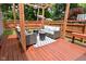 Backyard deck featuring seating under pergola at 1702 Kessler Blvd E Dr, Indianapolis, IN 46220