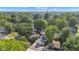 Aerial view showcases the neighborhood's mature trees and proximity to downtown at 247 N 14Th St, Noblesville, IN 46060