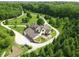 Beautiful aerial view of a grand house with a circular driveway surrounded by trees and gardens at 2825 E 216Th St, Cicero, IN 46034