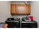 Functional laundry room with modern appliances and wooden cabinets at 3816 Cologne Ct, Indianapolis, IN 46228