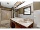 Bathroom showcasing a faux marble countertop vanity and a shower with tub combo at 436 N 500 W, Anderson, IN 46011