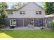 Spacious backyard with a brick patio featuring outdoor seating and a lush grassy lawn at 54 Horseshoe Ln, Carmel, IN 46033