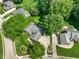 Aerial view of the property showcasing its landscaped surroundings and well-maintained neighborhood at 6118 Deerwood Dr, Greenwood, IN 46143