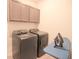Well-organized laundry room with modern washer, dryer, and ample cabinet space at 7284 Bayview Run, McCordsville, IN 46055