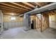 Unfinished basement area includes the HVAC unit and the water softener at 11961 Driftstone Dr, Fishers, IN 46037