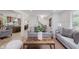Open living room with access to the kitchen, comfortable seating, and wood accents at 12118 Castle Row Overlook, Carmel, IN 46033