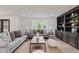 Inviting living room featuring neutral tones, built-in shelving, and abundant natural light at 12118 Castle Row Overlook, Carmel, IN 46033