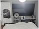 Simple bedroom featuring a bed, desk, and fan for comfort at 1601 S Biltmore Ave, Muncie, IN 47302