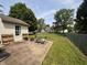 Backyard with a patio, fire pit, a seating area and chain-link fence at 19409 Mimosa Ct, Noblesville, IN 46060