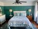 Cozy bedroom featuring calming colors, ceiling fan, and hardwood floors at 251 North St, Danville, IN 46122