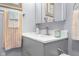 A close-up of the bathroom vanity, complete with stylish fixtures and decor at 533 Patterson Rd, Columbus, IN 47203