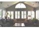 Sun-filled living room with vaulted ceilings and large windows with shutter blinds at 7357 Lake Lakota Dr, Indianapolis, IN 46217
