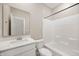 Modern bathroom with white vanity and shower at 7510 Hillway Dr, Camby, IN 46113