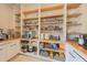 Well-organized pantry with custom shelving, ample storage space, and modern design elements at 80 Monon Blvd, Carmel, IN 46032