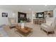 Bright living room with stylish furnishings, hardwood floors, and an open layout to the kitchen and dining area at 8115 Englewood Rd, Indianapolis, IN 46240