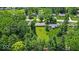 Overhead capture of a lush backyard provides shade and tranquility for outdoor enjoyment at 108 Bennett Rd, Carmel, IN 46032