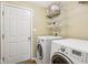 Laundry room featuring washer, dryer, and wire shelving for easy organization at 1138 Topp Creek Dr, Indianapolis, IN 46214