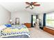 Bright bedroom with a high ceiling, ceiling fan and great natural light at 1314 Old Heritage Pl, Greenwood, IN 46143