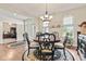 Beautifully staged dining room with an elegant chandelier, hardwood floors, and bright windows at 13327 Hockley Dr, Fishers, IN 46037