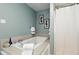 Relaxing bathroom featuring a soaking tub with tile surround, a shower and modern fixtures at 17138 Joliet Rd, Westfield, IN 46074