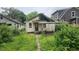 Backyard with overgrown grass and view of the house. Needs yard maintenance at 2157 Sugar Grove Ave, Indianapolis, IN 46202