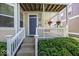 Inviting front porch with hanging flower baskets, swing, and white railings, offers a relaxing outdoor space at 2325 N Talbott St, Indianapolis, IN 46205
