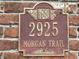 Address sign reading 2925 Morgan Trail on a brick wall at 2925 Morgan Trl, Martinsville, IN 46151