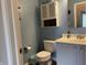 Small bathroom with vanity, toilet, and medicine cabinet at 2925 Morgan Trl, Martinsville, IN 46151