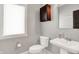Powder room with pedestal sink and toilet at 4931 Kerrington Blvd, Bargersville, IN 46106