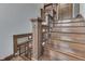 Detailed craftsman staircase showing beautiful wood and inviting design elements at 629 S Miller St, Shelbyville, IN 46176