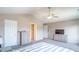 Comfortable main bedroom boasting neutral walls, carpet floors, and a modern ceiling fan at 6635 Blackthorn Dr, Indianapolis, IN 46221
