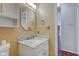 Bright bathroom features a modern vanity and a decorative mirror at 7239 Wet Rock Ct, Indianapolis, IN 46236