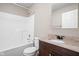 Bathroom featuring a shower/tub combo with a vanity at 779 Alvey Ct, Greenwood, IN 46143
