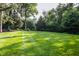 Lush green backyard with mature trees, offering a spacious and private outdoor area for recreation and relaxation at 8651 Emerald Ln, Indianapolis, IN 46260
