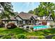 Expansive backyard with an in-ground pool, lush lawn, mature trees and an inviting patio area at 8651 Emerald Ln, Indianapolis, IN 46260