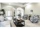 Bright open-concept living room with stylish furniture, arched doorways, and elegant lighting fixtures at 9678 Winter Way, Zionsville, IN 46077