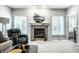 Bright living room showcasing a fireplace, large windows, and comfortable seating at 9678 Winter Way, Zionsville, IN 46077