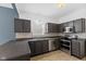 Kitchen features stainless steel appliances, and dark cabinets at 10427 Apple Creek Dr, Indianapolis, IN 46235