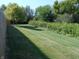 Beautiful backyard with tall wooden fence and green grass at 2020 N Hickory Blvd, Greenfield, IN 46140