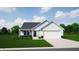 Charming single-story home featuring a black door, lush green lawn, and attached two car garage at 278 Evening Bay Ct, Pendleton, IN 46064