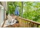 Back deck with a table and chairs overlooking the treeline at 460 W Hinshaw Dr, Nineveh, IN 46164