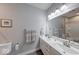 Well-lit bathroom with a double sink vanity, large mirror, and modern design elements at 5199 Green Valley Ln, Noblesville, IN 46062